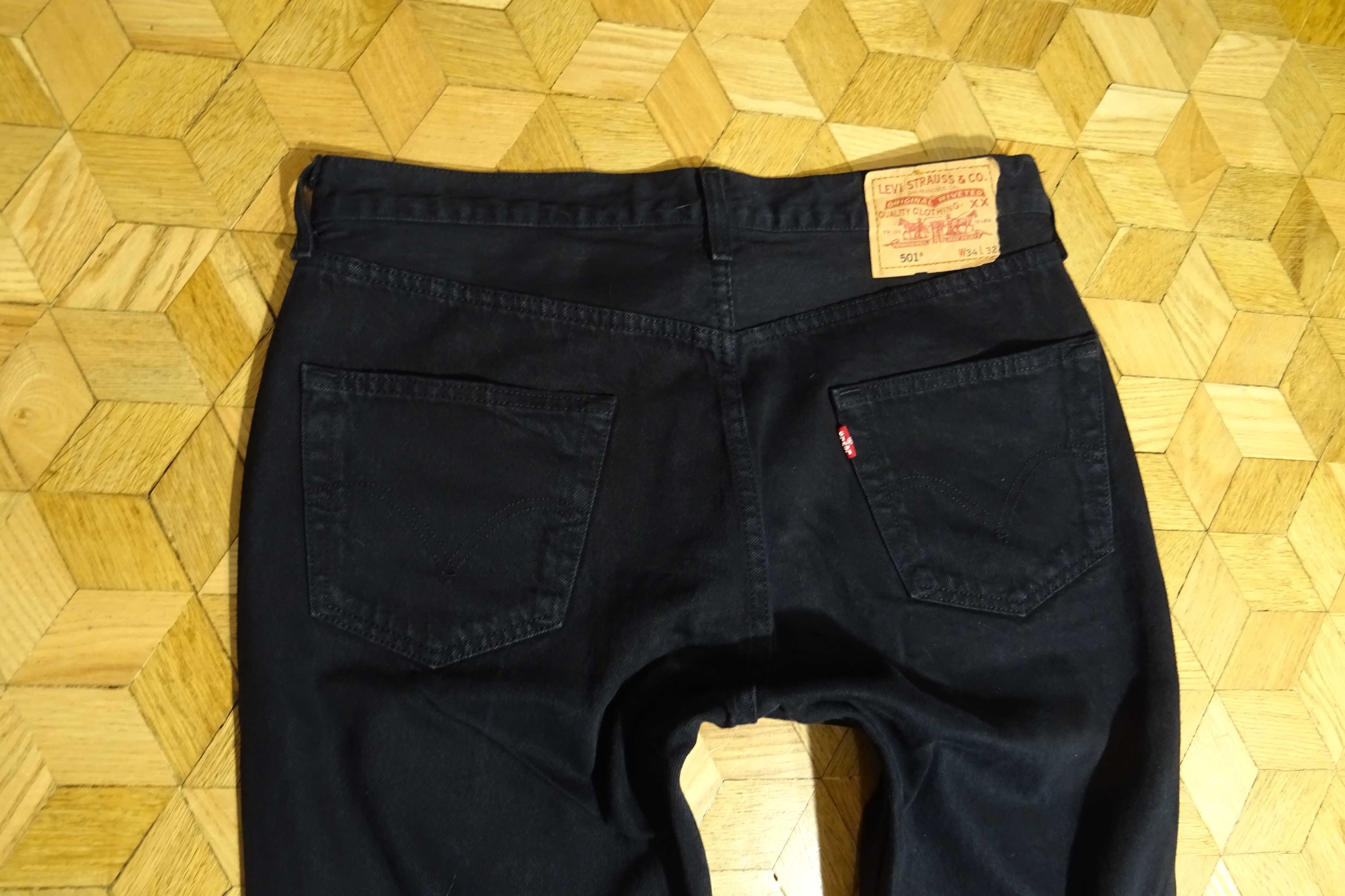 Spodnie Levis 501,  kolor czarny W34 L 32   34/32  pas 90