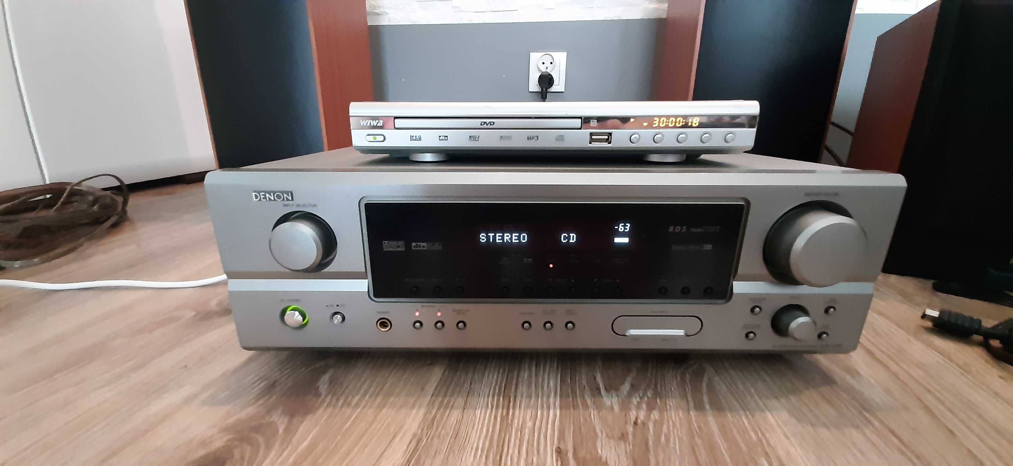 kino domowe DENON AVR-1505, DVD-1710 + 6 głośników Wharfedale