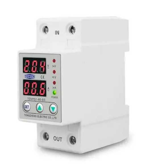 Защитное реле контроля напряжения  и тока 220В 63А