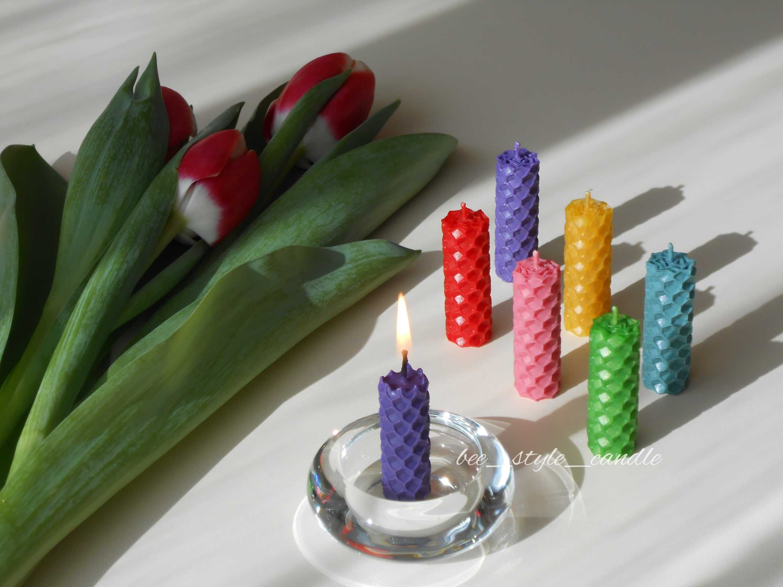 Свечи для тортика(цвета в наличии), свечи из вощины, свечи из воска