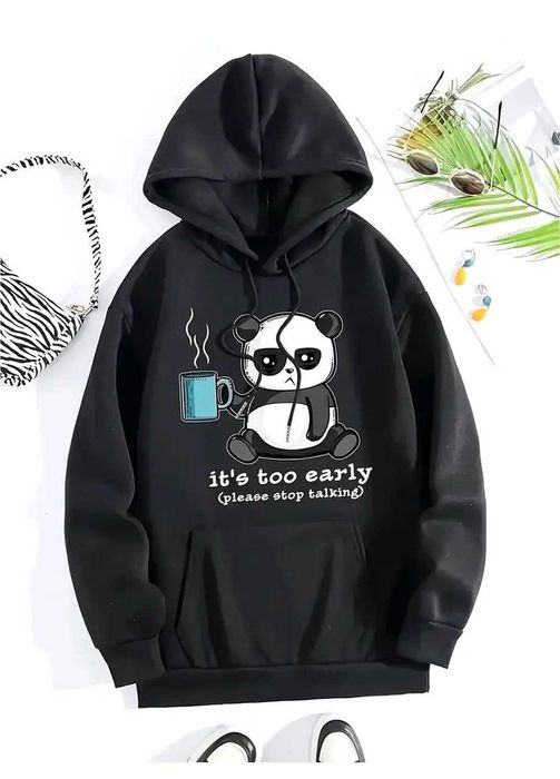 Худі жіноче, світшот чорний з принтом ведмедик