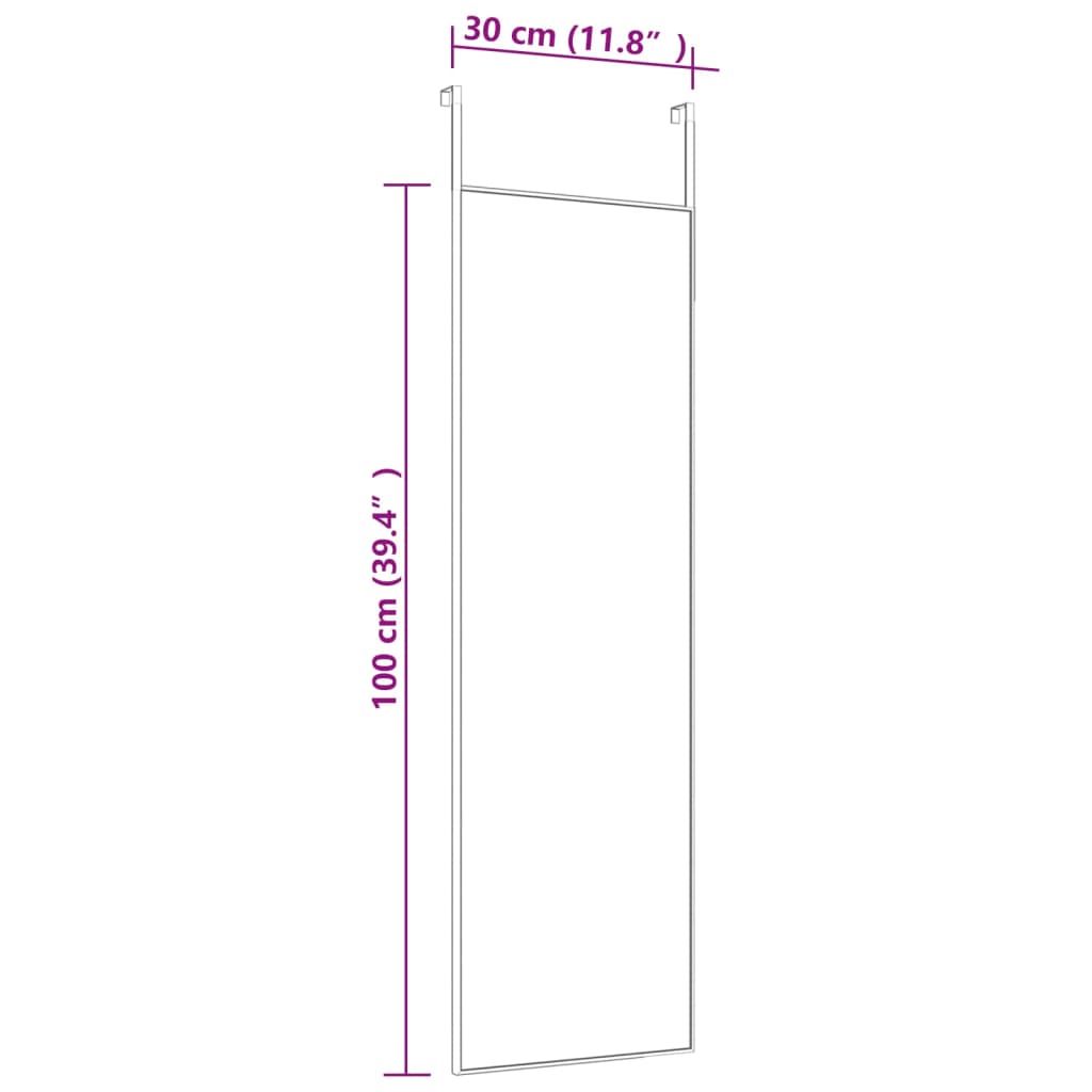 Vidaxl Lustro Na Drzwi, Czarne, 30X100 Cm, Szkło I Aluminium