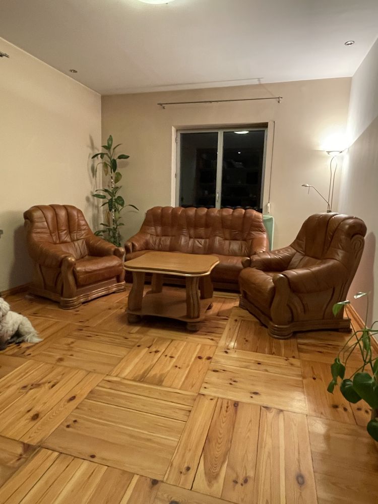 Luksusowy komplet wypoczynkowy Kler - skóra naturaln- luksus lat 90/00