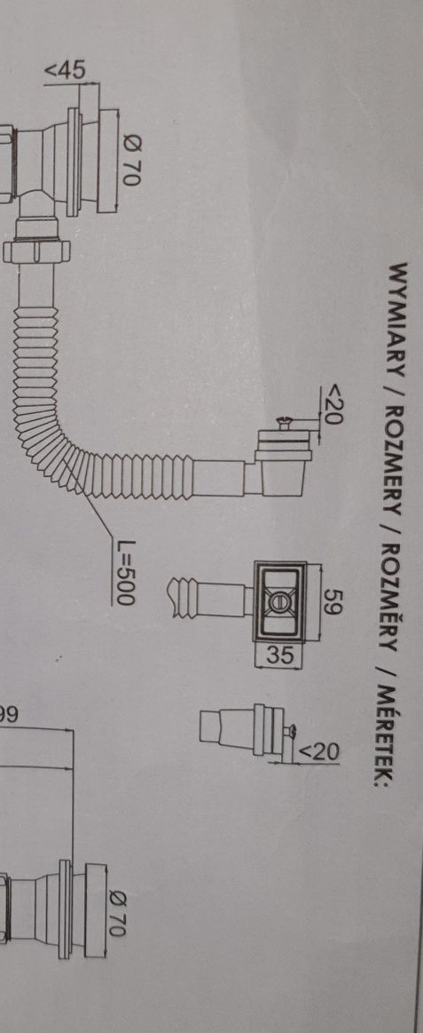 Sitko do syfonu/odpływu zlewozmywaka fi70