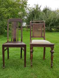 Piękne stare drewniane krzesło ze skórą vintage antyk retro