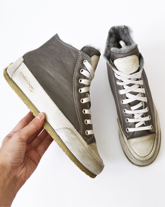 Брендові оригінальні сірі шкіряні ЗИМОВІ черевики CANDICE COOPER