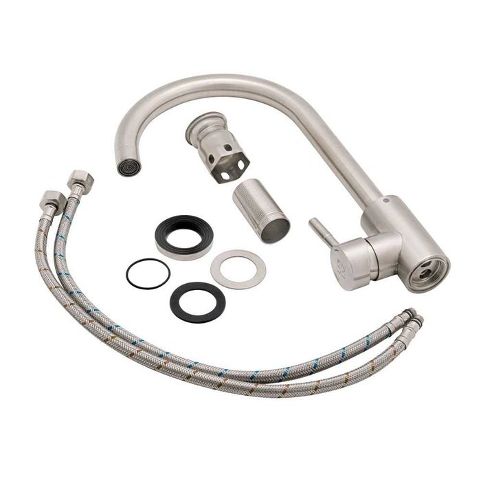 Мойка для кухни Lidz 5050 серая и смеситель для кухни Lidz Aria 015F