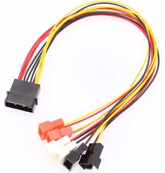 Переходник для кулера MOLEX -> 6шт 3/4 30 см фанхаб  pin hub CASE FAN