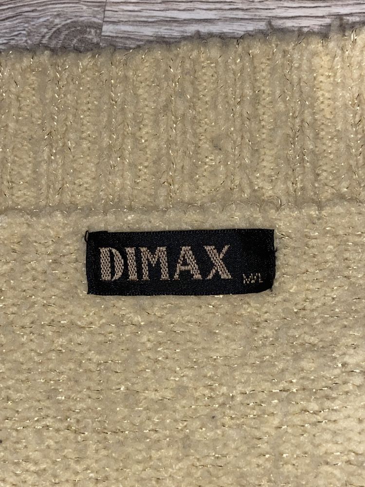 Żółty, brokatowy sweterek/kardigan na guziki DIMAX