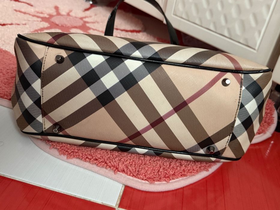 Шикарная оригинальная кожаная сумка тоут burberry pre-supernova check