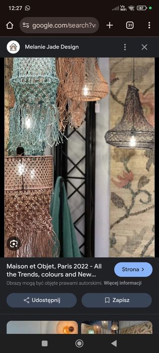 Duży abażur w stylu Boho makrama