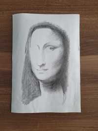 Mona Lisa bez oka rysunek ołówek A4