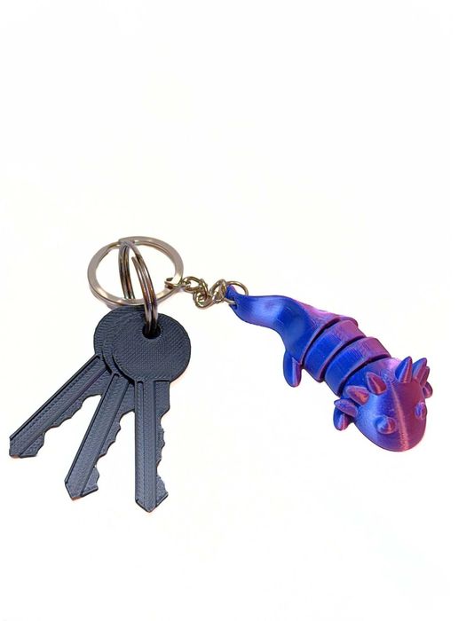 Breloczek 3D - Ruchomy Aksolotl Kolorowy! Brelok na prezent do kluczy!