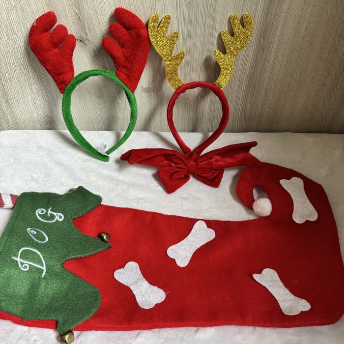 Opaski i skarpeta świąteczna dla psa