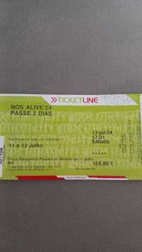 Bilhete / passe 2 dias Nos Alive 11 e 13 Julho