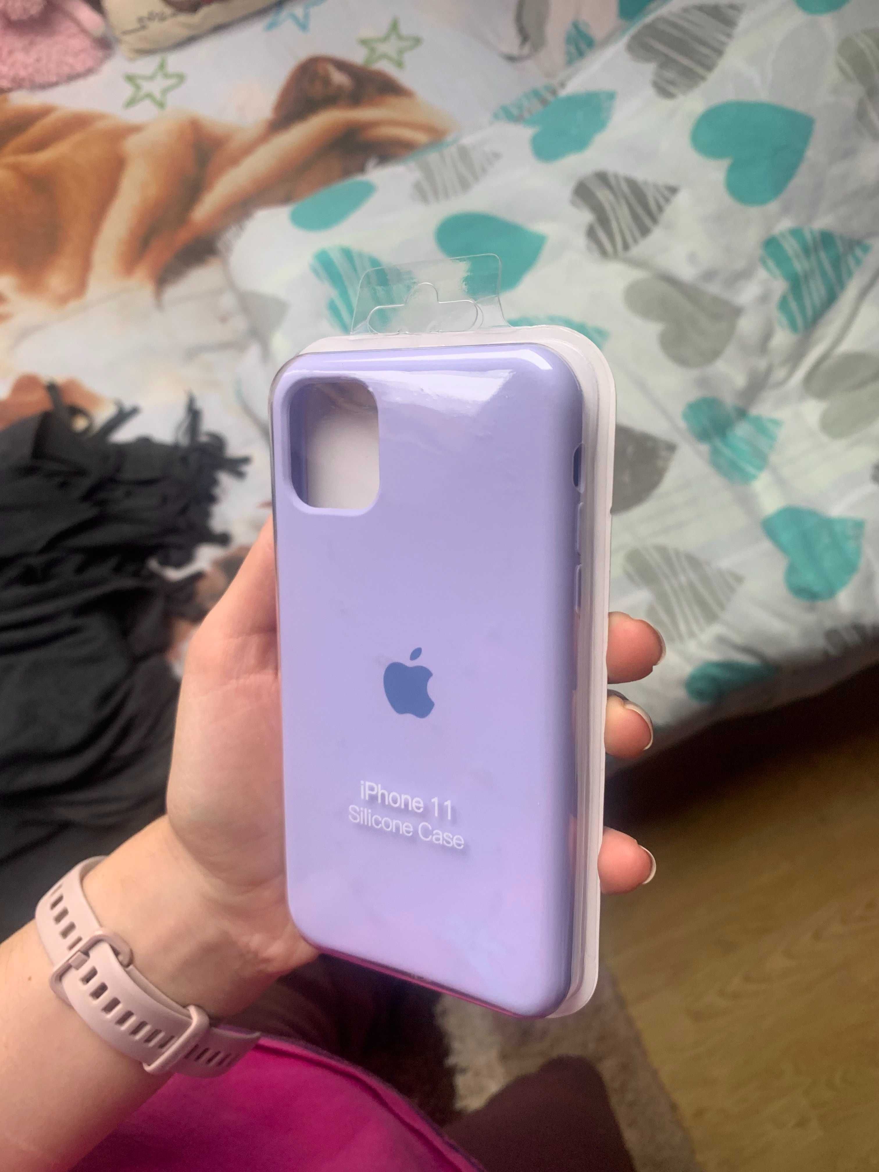 Case iPhone 11 etui silikonowe nowe logo apple fioletowe