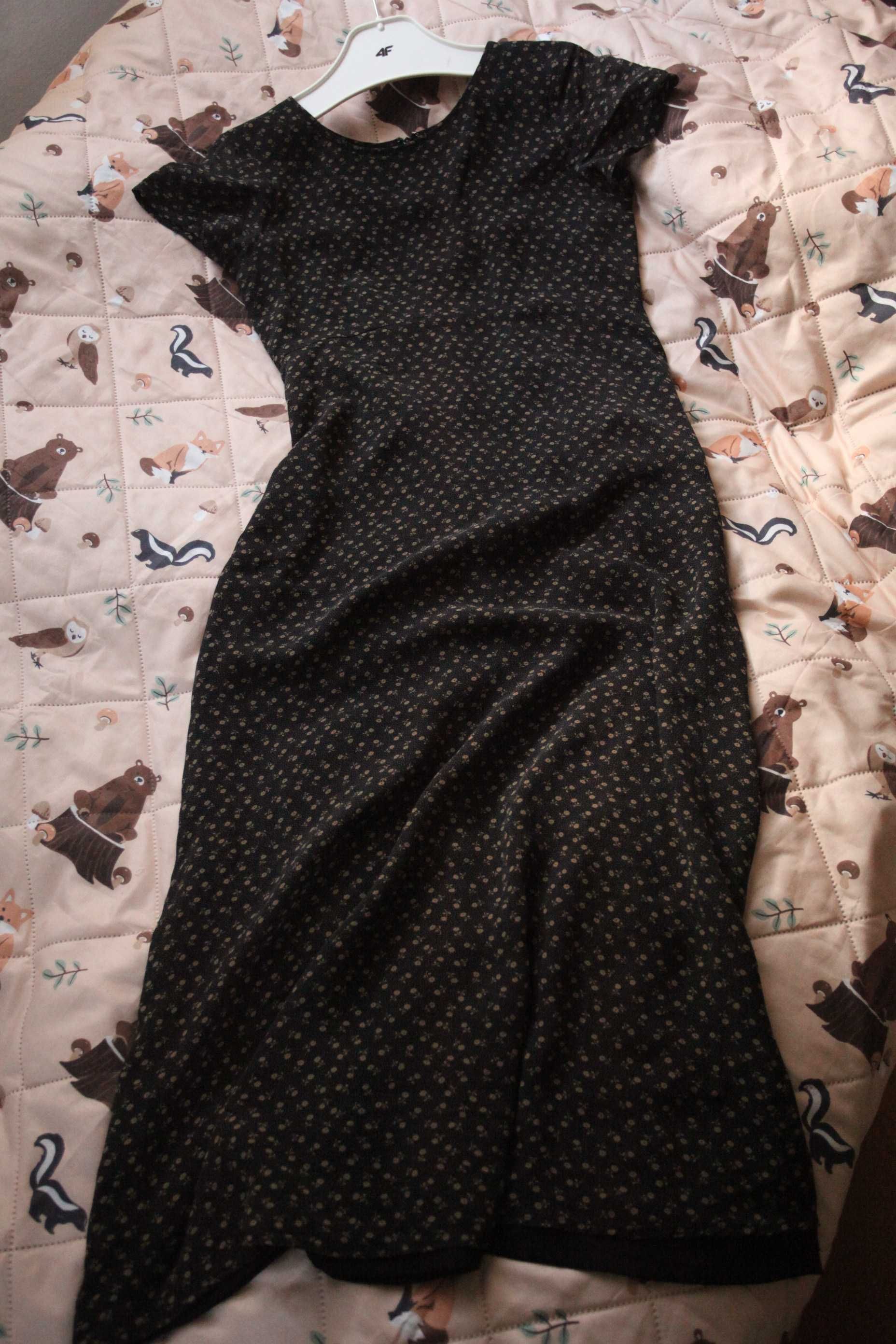 Elegancka sukienka maxi w stylu vintage Laura Ashley drobne kwiatuszki