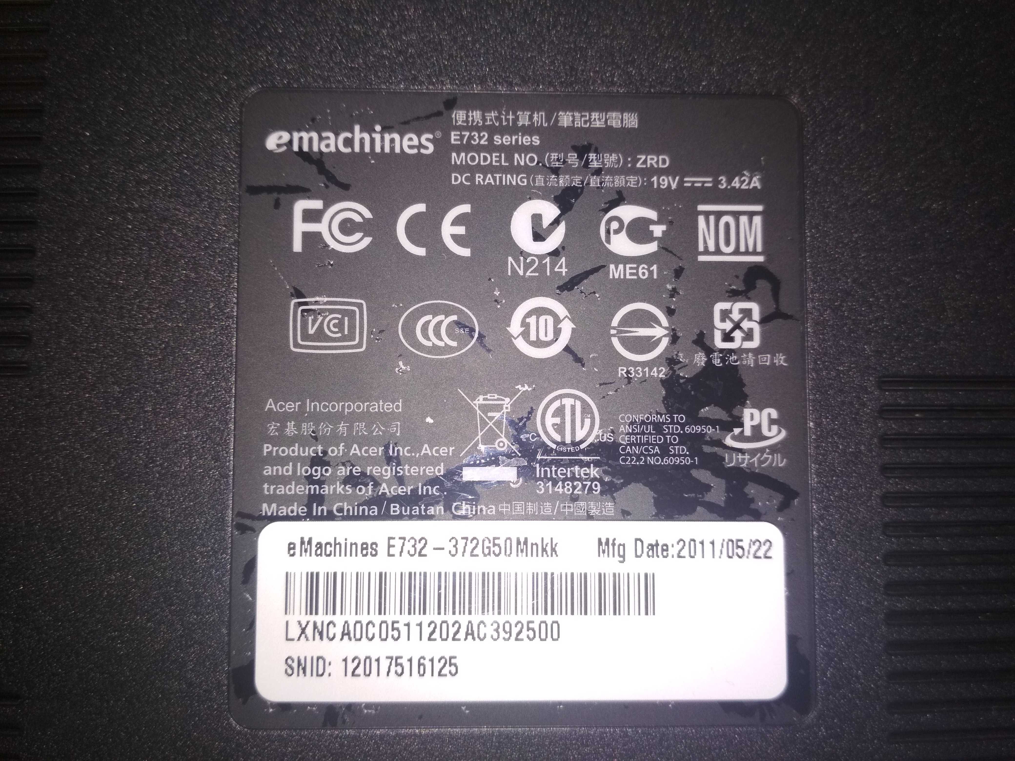 Ноутбук eMachines E732 series