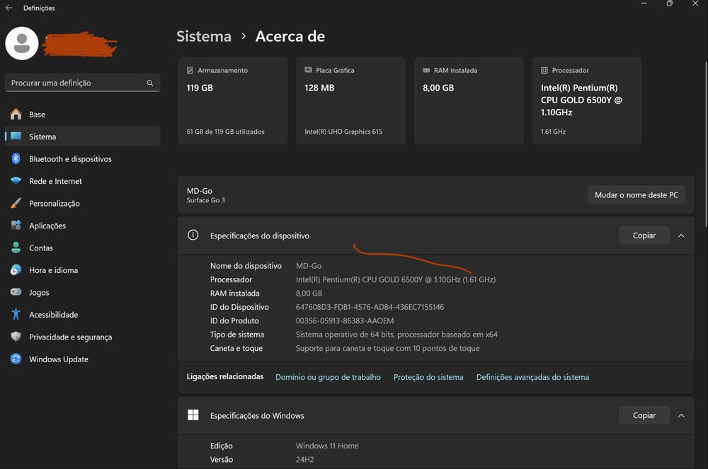 Surface Go 3 + Caneta + teclado + Bolsa