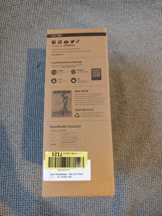 Aspiron AS-CA038 bezprzewodowy odkurzacz ręczny.