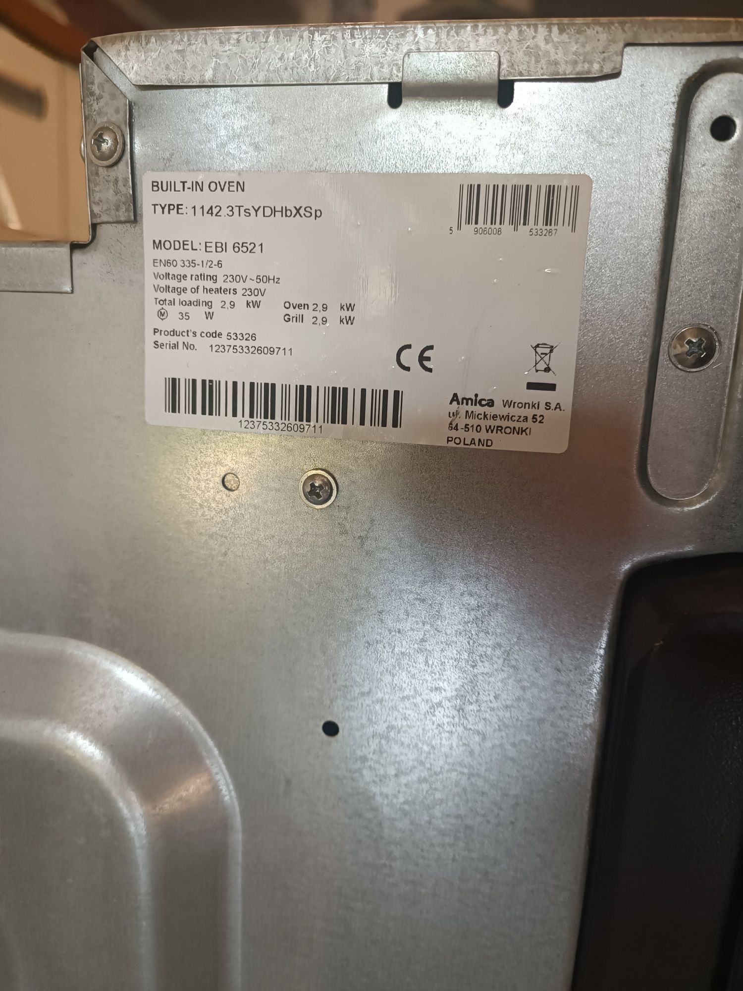Piekarnik do zabudowy elektryczny SPRAWY 60cm MOCNY