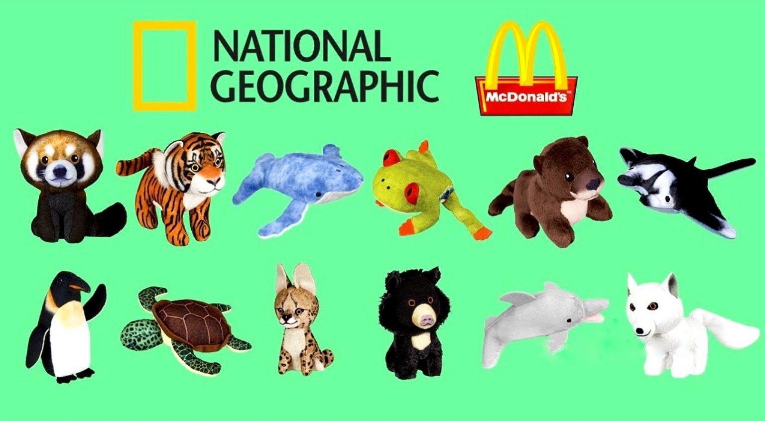 Conjunto 2 Peluches Animais National Geographic Júnior McDonald's 2018
