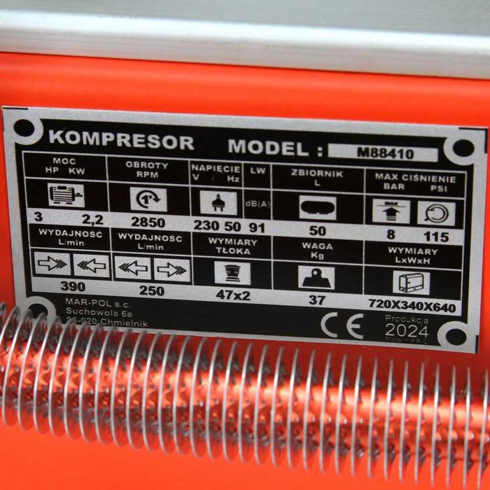 Kompresor 50 L 2 tłoki sprężarka 3hp