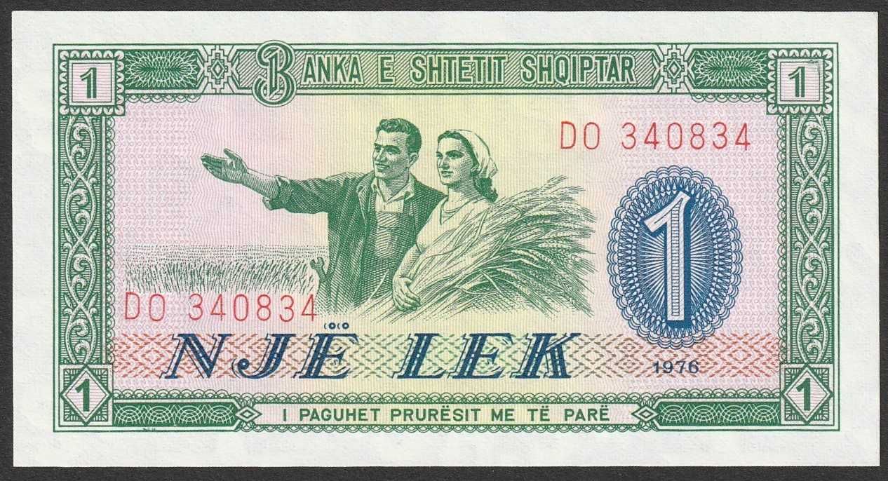 Albania 1 lek 1976 - stan bankowy UNC