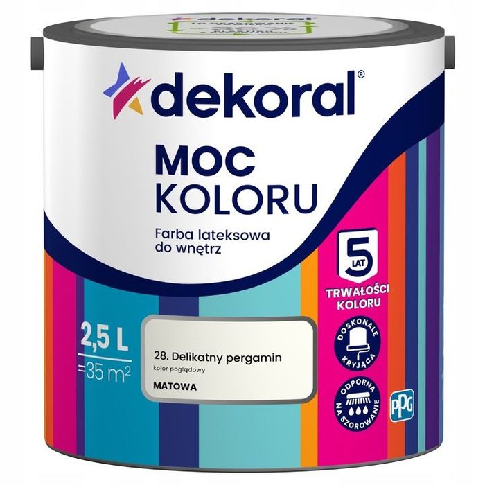 Dekoral Farba Moc Koloru 2,5l 28 Delikatny Pergamin
