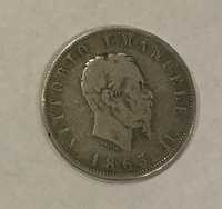 Sprzedam srebrną monetę 2 Lire 1863 T Vittorio Emanuele II