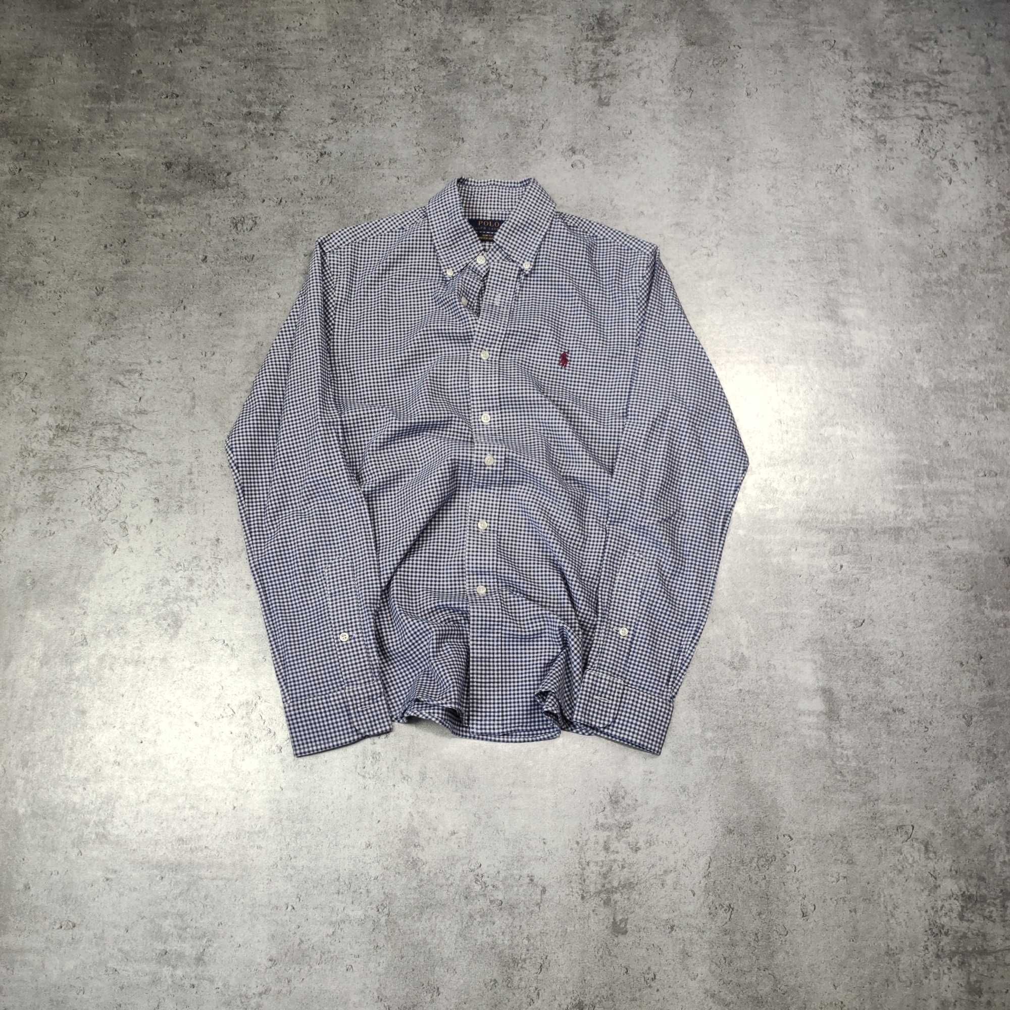 MĘSKA Elegancka Kratka Koszula Długi Rękaw PREMIUM Polo Ralph Lauren