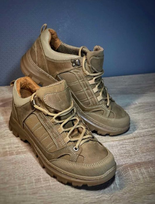 Тактические демисезонные армейские кроссовки ВСУ кожаные койот военные