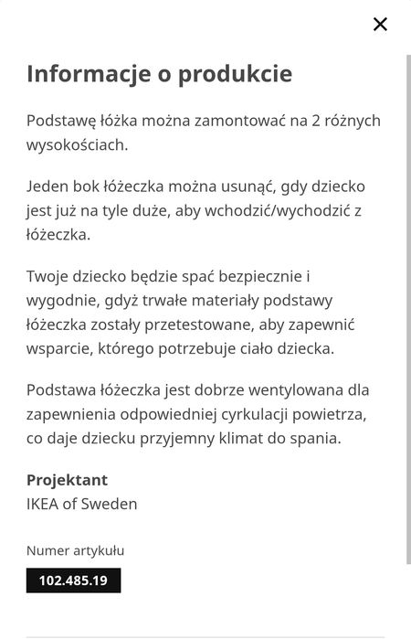 Łóżeczko dziecięce z materacem /baldachimem i karuzelą
