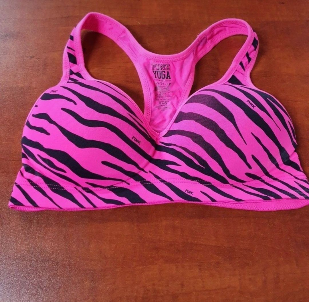 Pink Victoria's Secret r XS biustonosz top sportowy neonowy