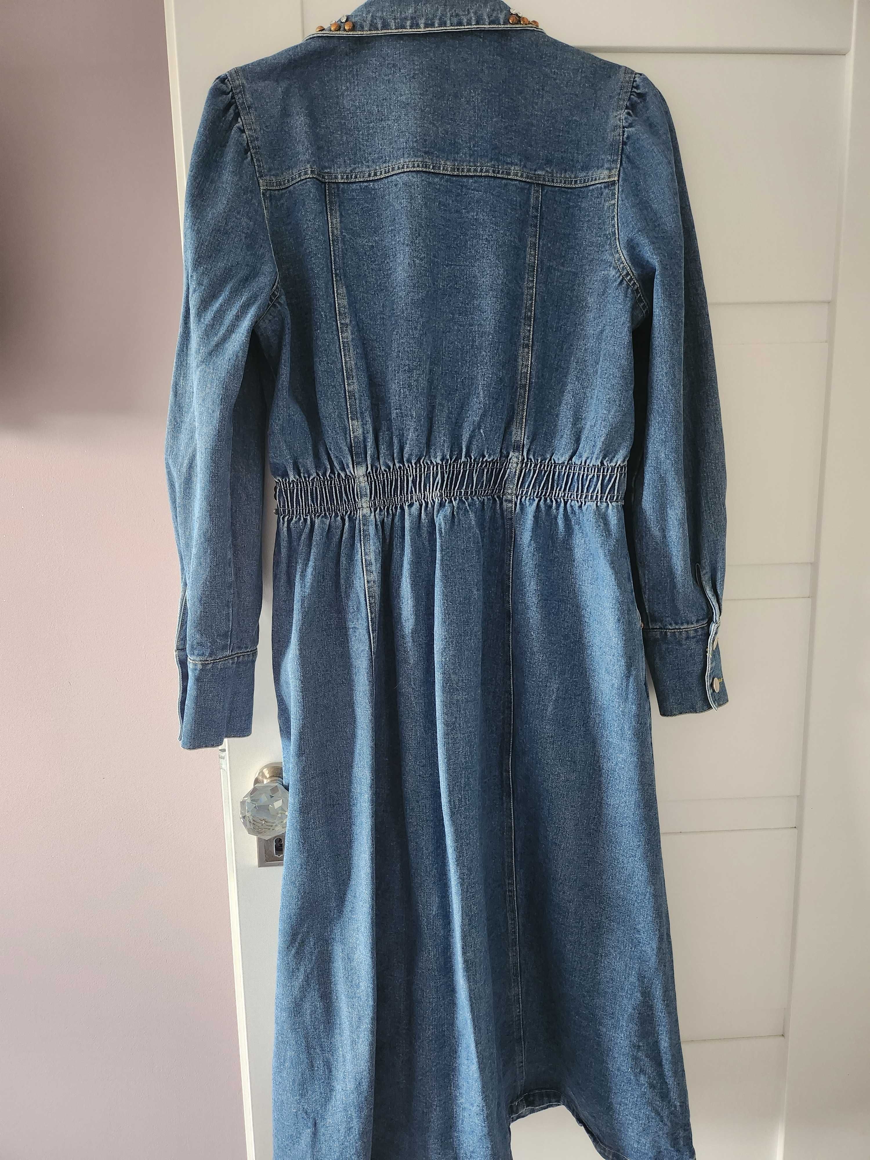 Sukienka jeans maxi ćwieki 40 42 L XL