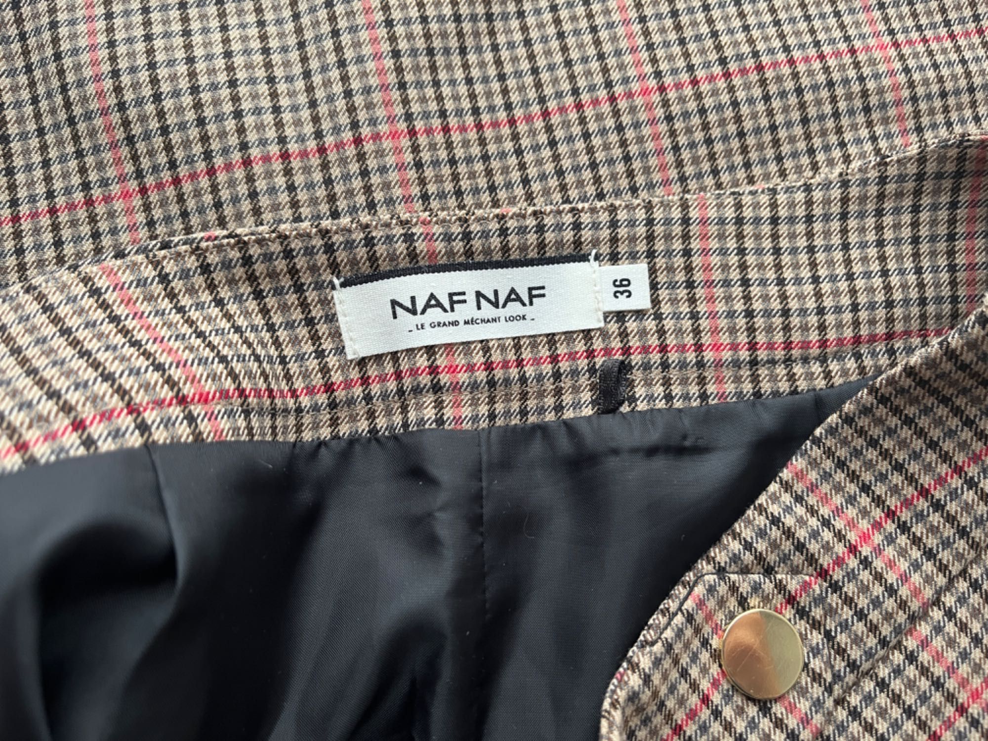 NAFNAF spódnica mini elegancka 36 S Naf Naf w kratkę kratka