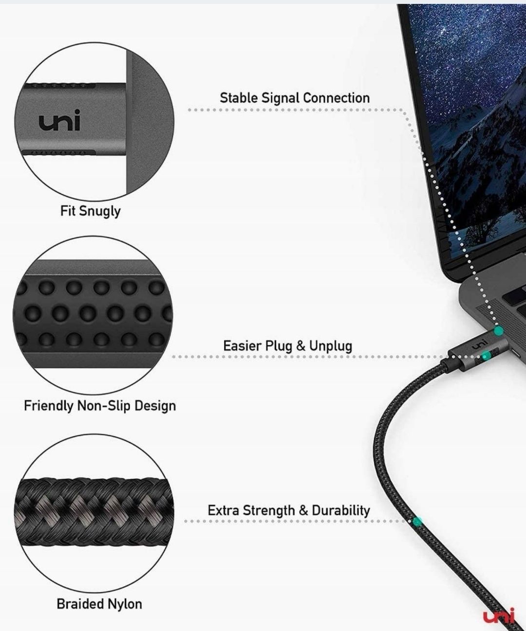 Kabel  Adapter UNI USB-C DisplayPort 4K 60 HZ 1M