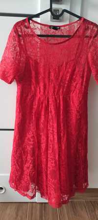 H&m mama M czerwona koronka ciążowa sukienka