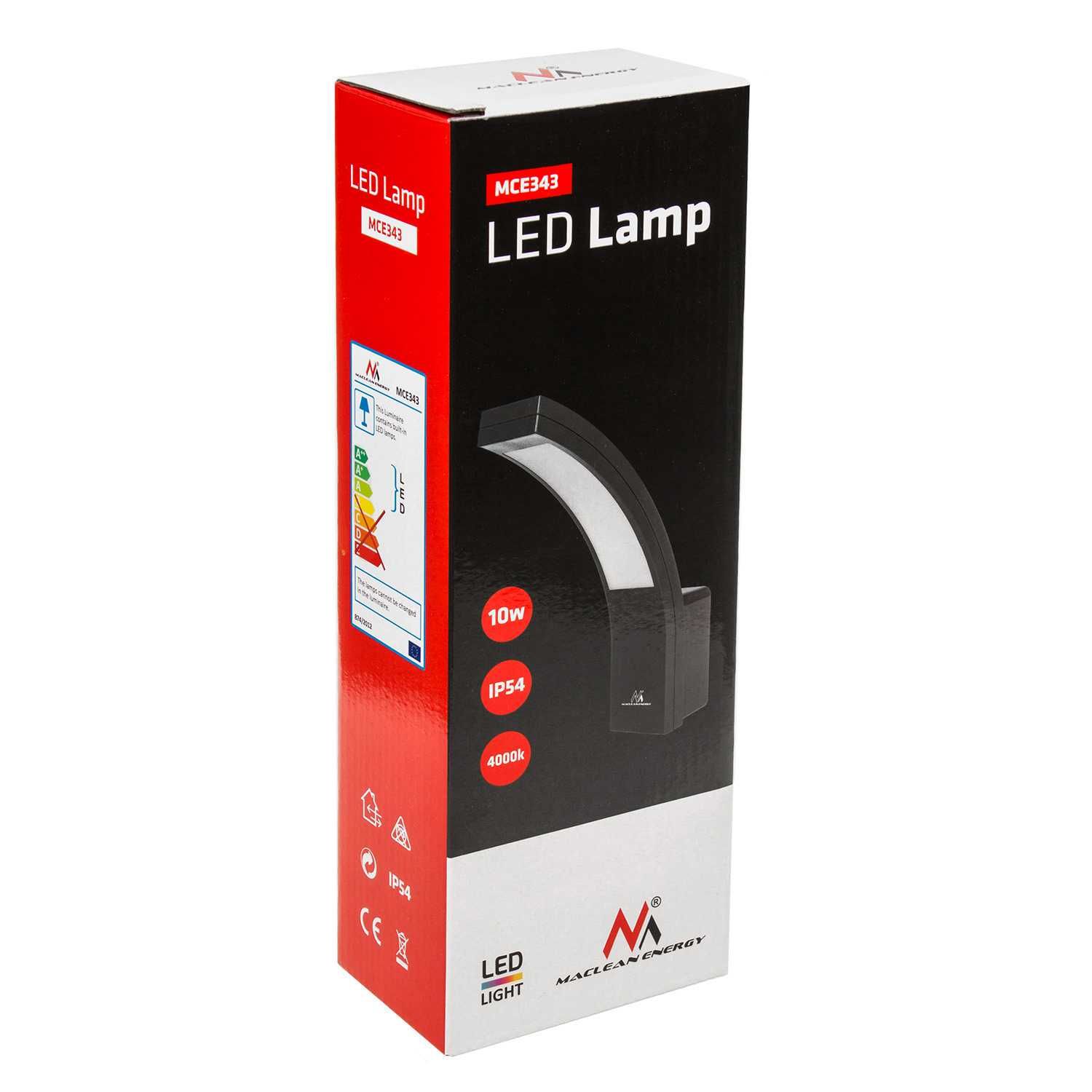 Lampa ścienna zewnętrzna elewacyjna LED IP54 10W MCE343 B czarna