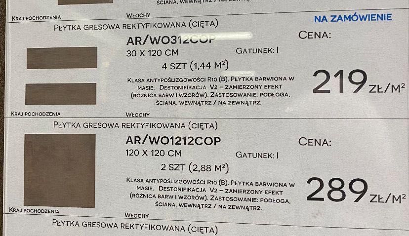 Wielkoformatowa płytka ceramiczna 120x120 AR WO1212COP