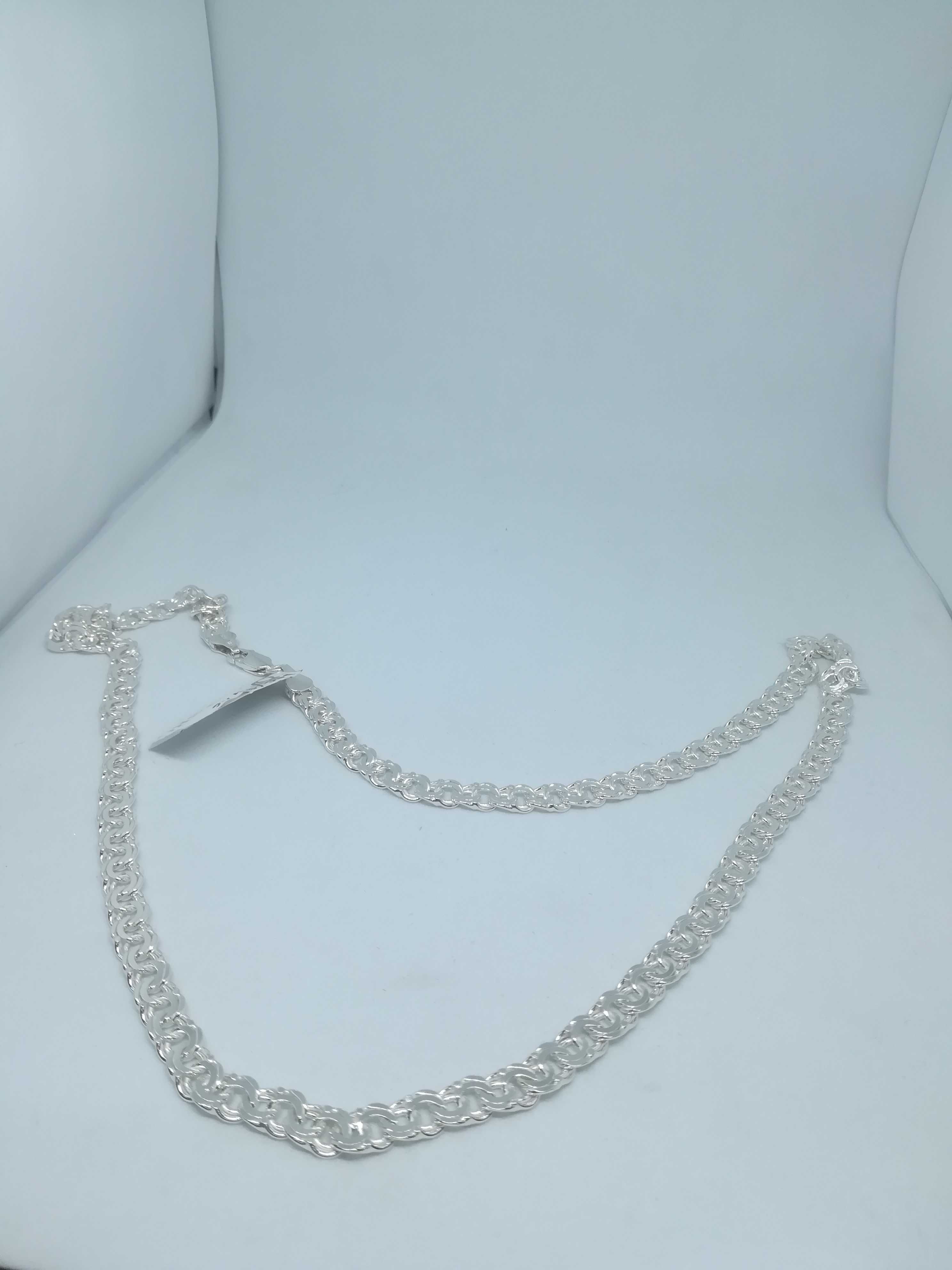 Srebrny łańcuszek srebro 925 garibaldi 60 cm