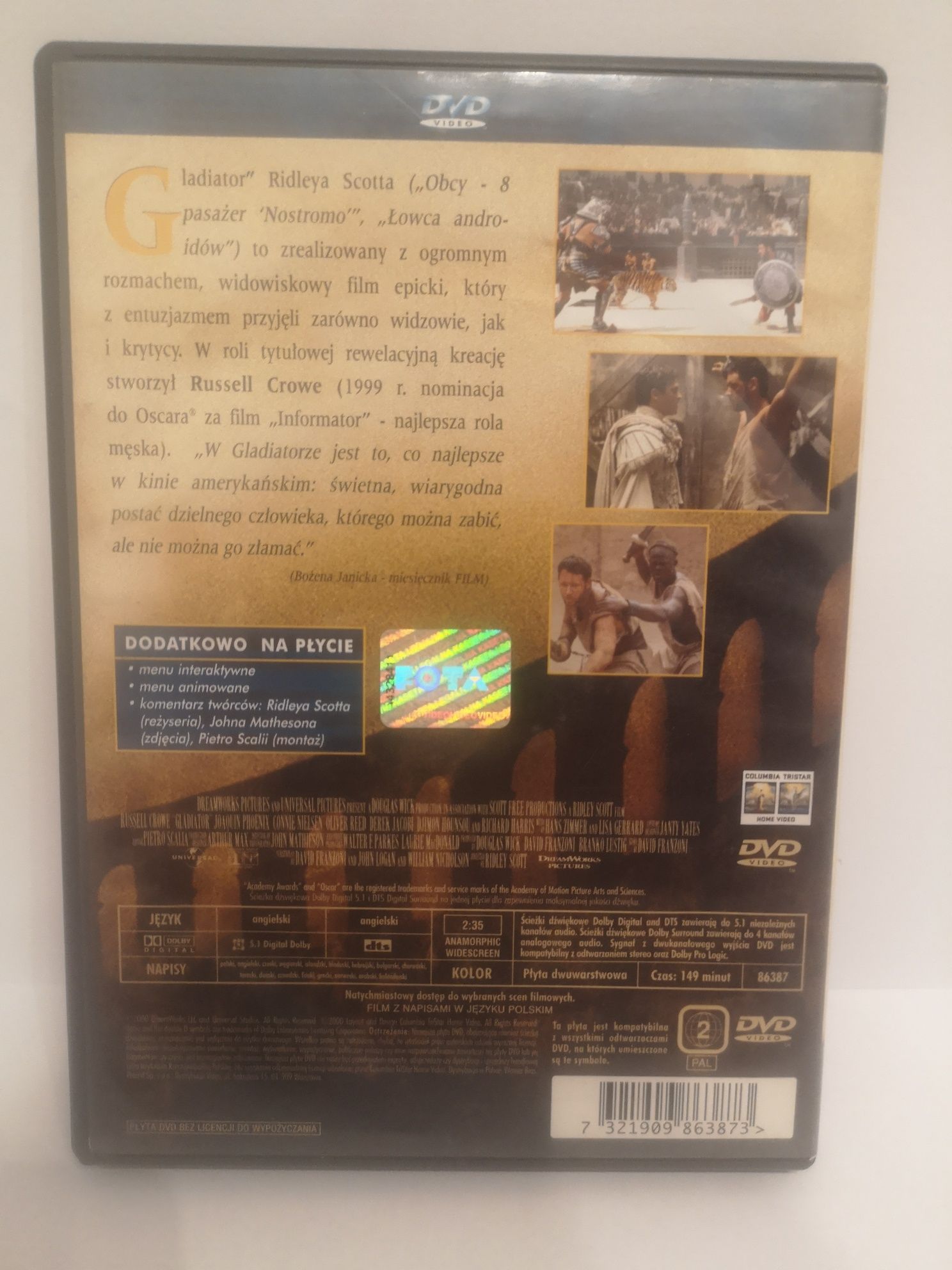 Gladiator DVD napisy PL