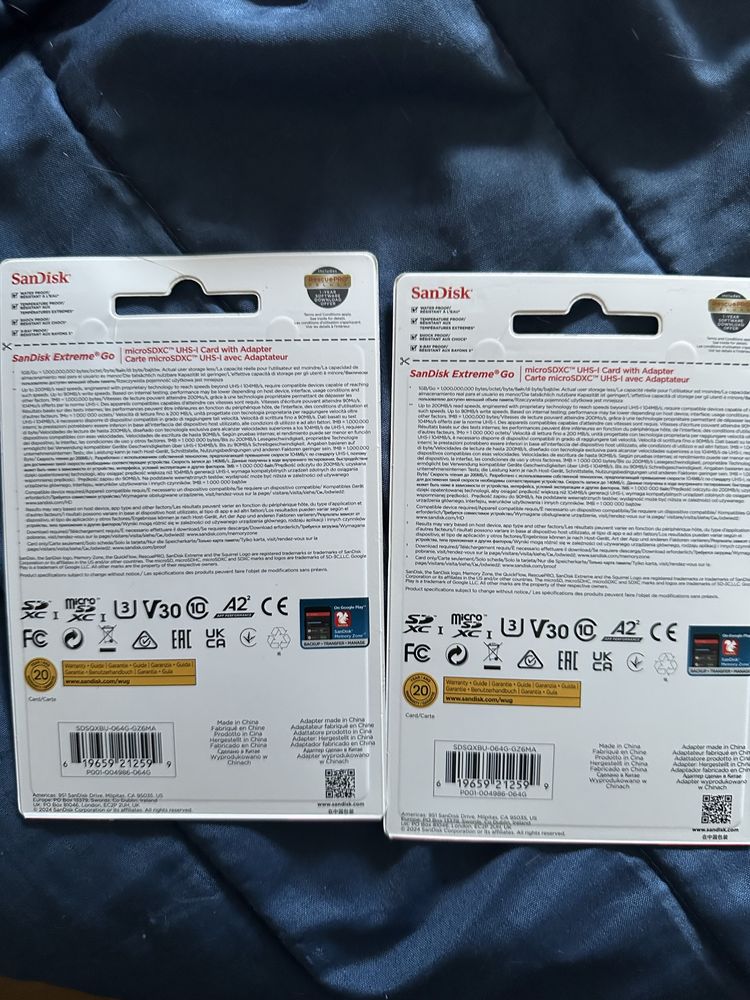 SanDisk 64 GB Extreme Go cartão micro SD Novo