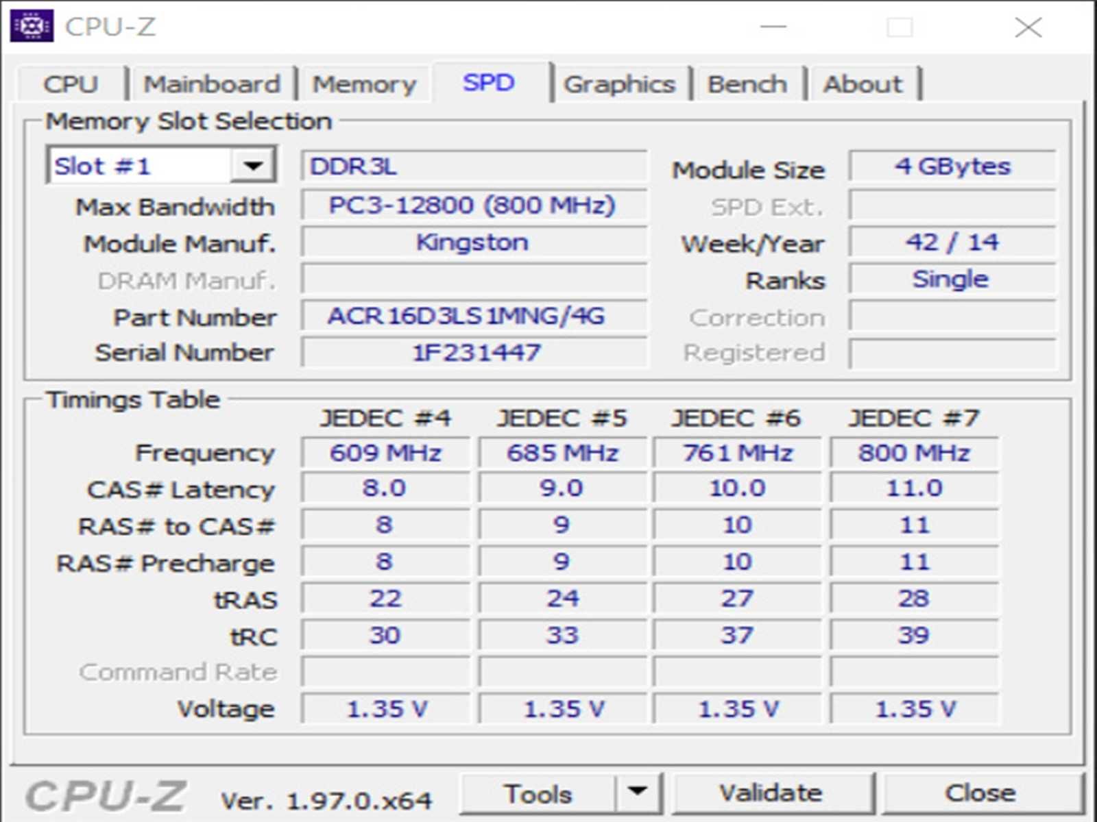 DDR3 8GB KingSton 12800 L