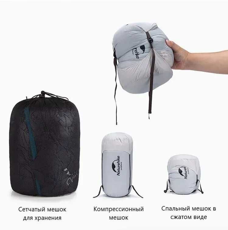 Спальный мешок Naturehike CW400 "L" Черный (NH18C400-D) гусиный пух