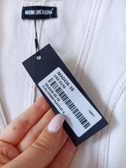 Biały kombinezon damski jeansowy r. S 36 bawełna