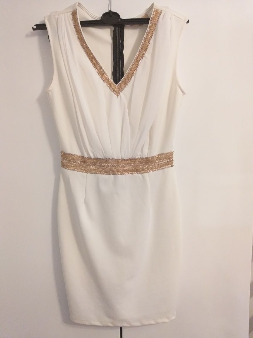 Sukienka nowa r.38 M biała złota Andrzejki, Sylwester
