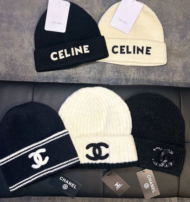Шапка Celine Chanel преміум якість кашемір 1:1 з оригіналом