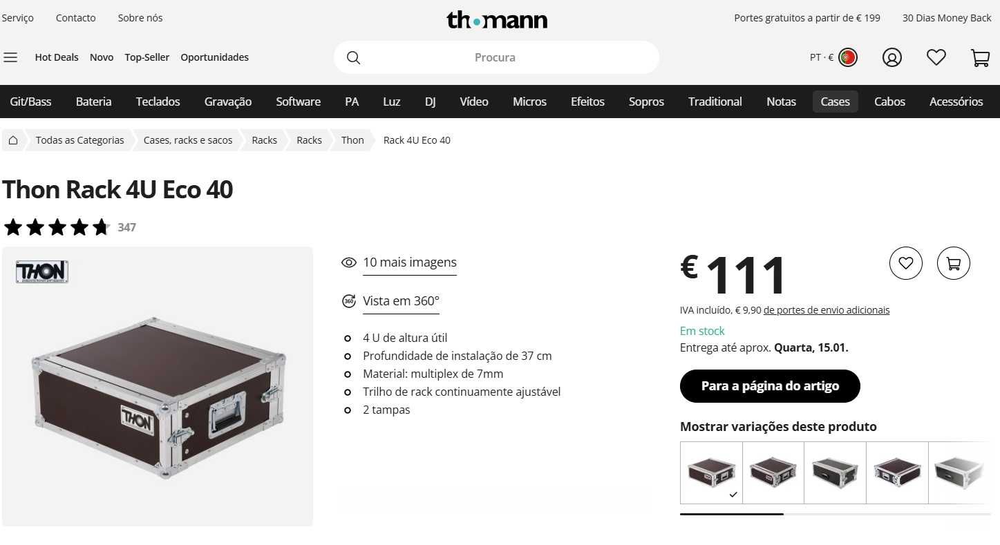 Duas racks
Thon Rack 4U Eco 40
100€ cada uma