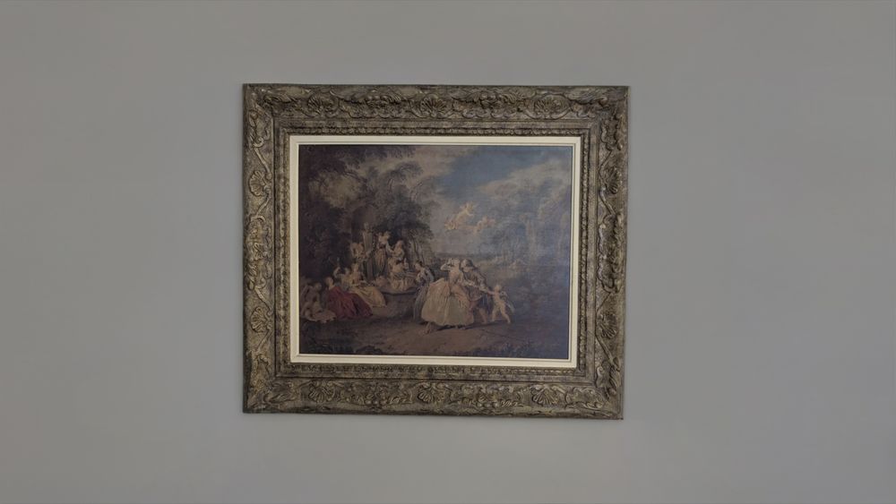 Quadro reprodução de uma pintura intitulada "Repouso durante a caça"